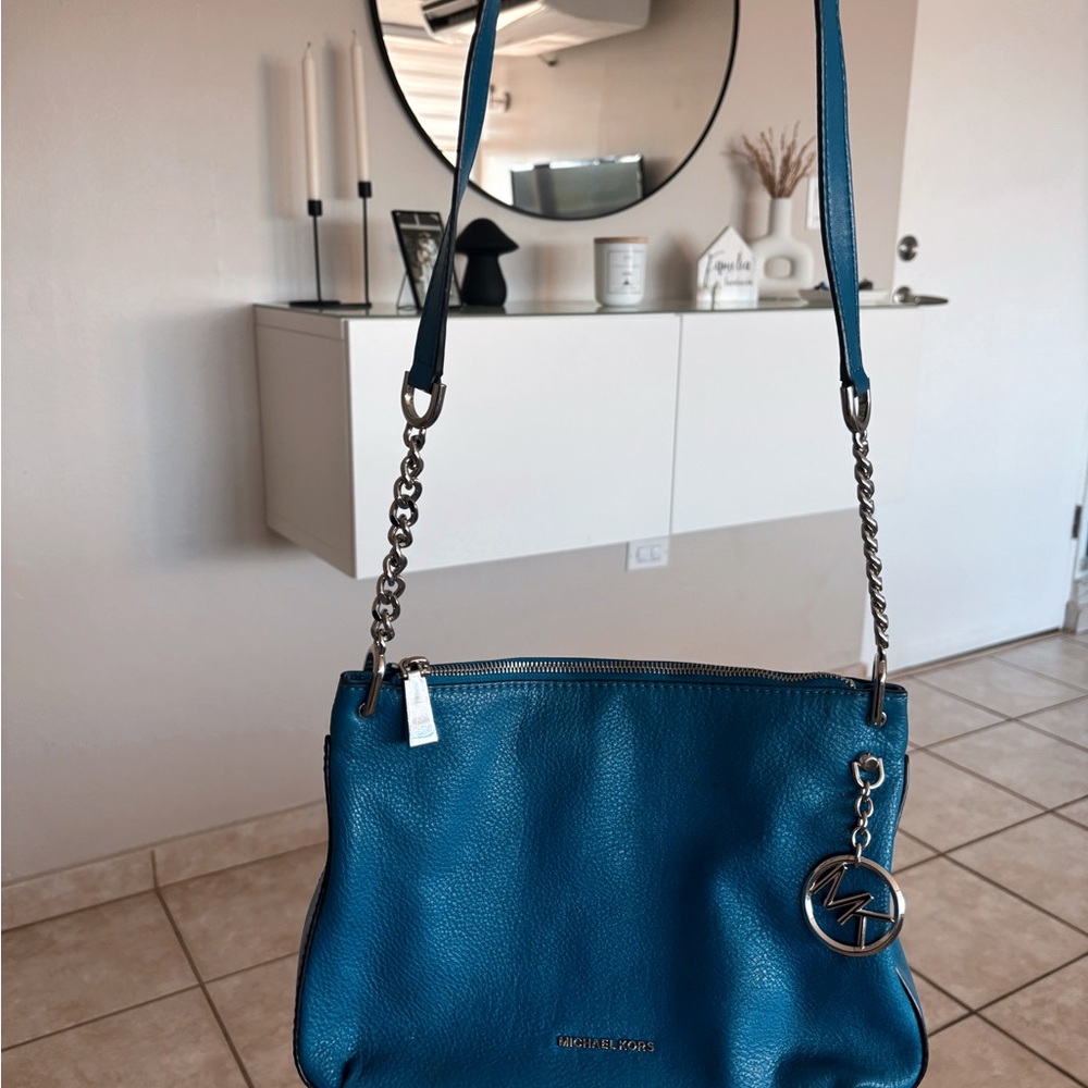 Michael Kors Blue Leather Crossbody Bag